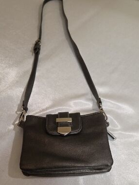 Charming Charlie Metallic Pewter Crossbody Purse